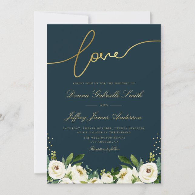 Hochzeit der weißen Gartenblumenflotte Einladung (Vorderseite)