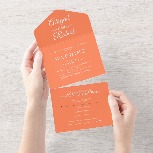 Hochzeit der weißen Korallen All In One Einladung (Abreißen)
