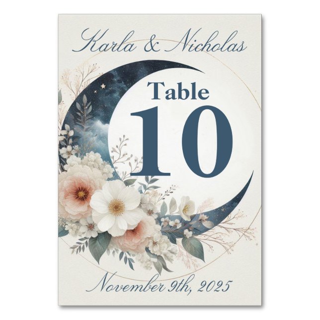 Hochzeit der weißen Mondblume Tischnummer (Vorderseite)