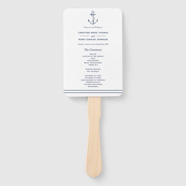 Hochzeit der weißen Nautischen Marine Fächer (Vorderseite)