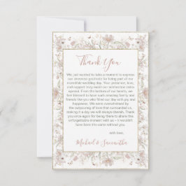 Hochzeit der Wildblume Blush and Sage Dankeskarte