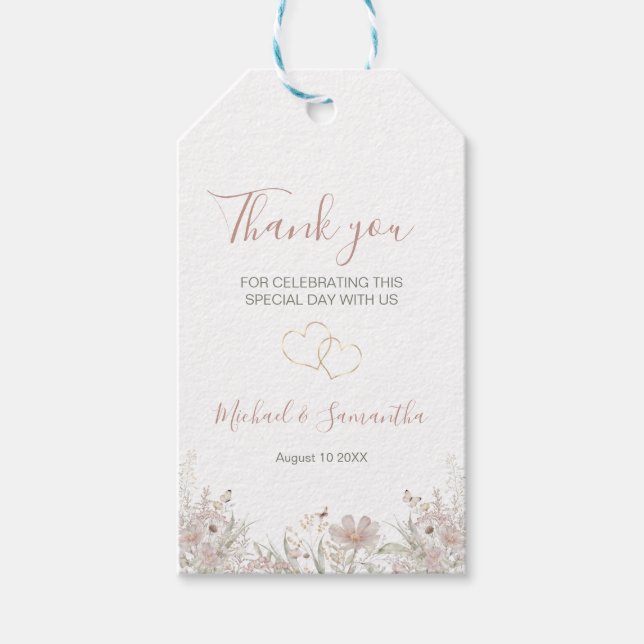 Hochzeit der Wildblume Blush and Sage Geschenkanhänger (Vorderseite)