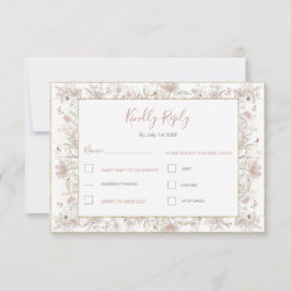 Hochzeit der Wildblume Blush and Sage RSVP Karte