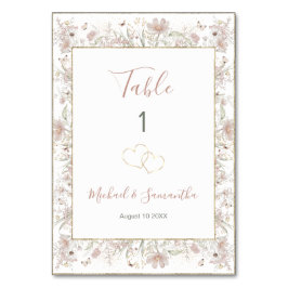 Hochzeit der Wildblume Blush and Sage Tischnummer