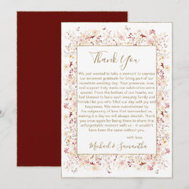 Hochzeit der Wildblume Burgund und Blush Dankeskarte