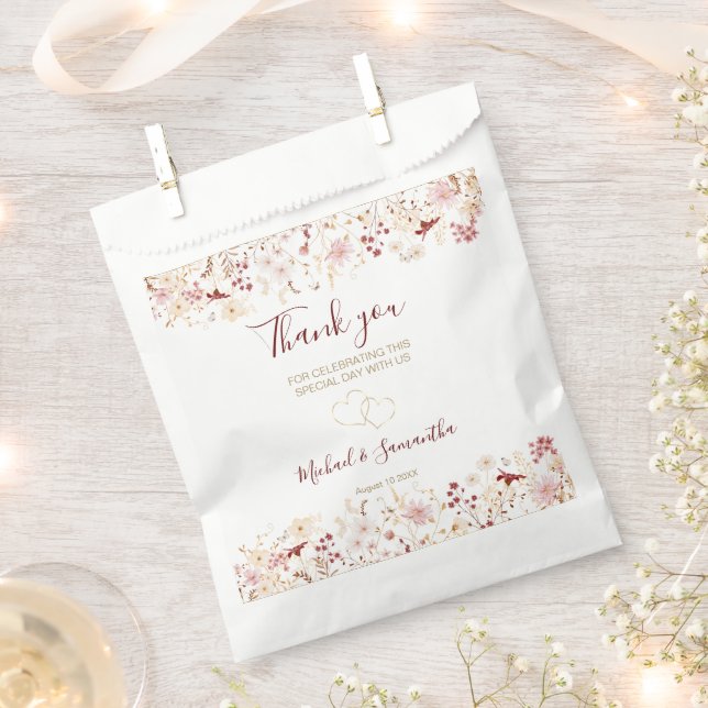 Hochzeit der Wildblume Burgund und Blush Geschenktütchen (Ausgeschnitten)