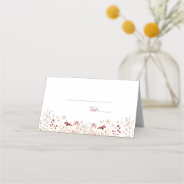 Hochzeit der Wildblume Burgund und Blush Platzkarte