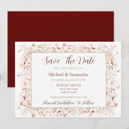 Hochzeit der Wildblume Burgund und Blush Save The Date