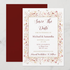 Hochzeit der Wildblume Burgund und Blush Save The Date