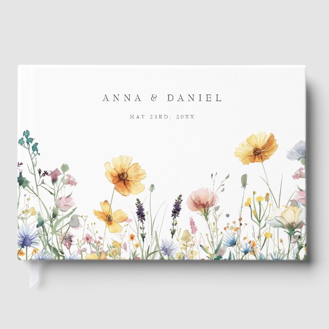Hochzeit der Wildblume Watercolor Gästebuch (Vorderseite)