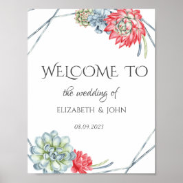 Hochzeit der Wüste Rote Sukkulente Poster