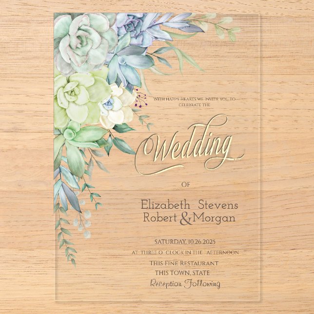 Hochzeit der Wüstenwüste Acryleinladungen (Vorderseite)
