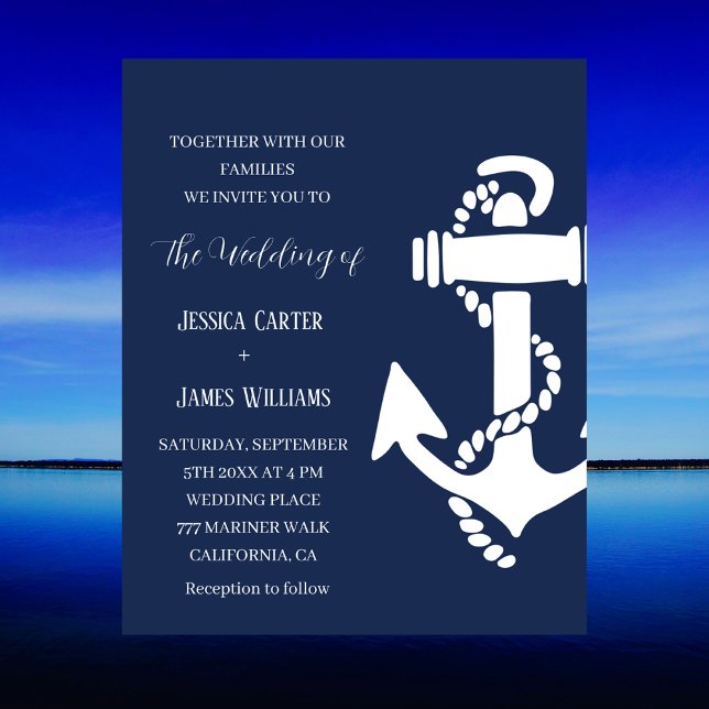 Hochzeit des Anchor Navy Blue Nautical Boat (Von Creator hochgeladen)