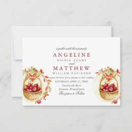 Hochzeit des Apfelwaldes mit rotem Herz Einladung