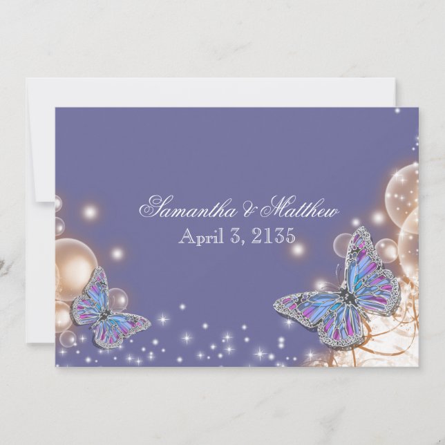 Hochzeit des Blauen Elfenbeinschmetterlings Einladung (Vorderseite)