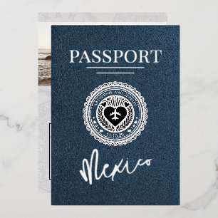 Hochzeit des Blue Mexico Passport Folieneinladung
