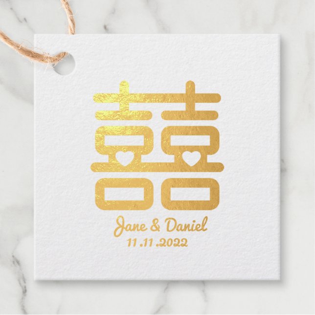 Hochzeit des doppelten Glücks Geschenkanhänger (Vorderseite)