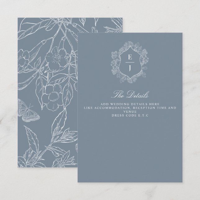 Hochzeit des dunkelblauen Wappen Begleitkarte (Vorne/Hinten)
