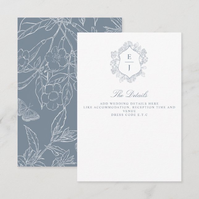 Hochzeit des dunkelblauen Wappen Begleitkarte (Vorne/Hinten)