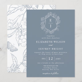 Hochzeit des dunkelblauen Wappen Einladung