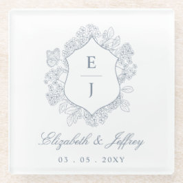 Hochzeit des dunkelblauen Wappen Glasuntersetzer