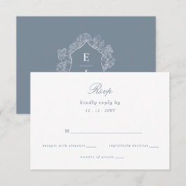 Hochzeit des dunkelblauen Wappen RSVP Karte