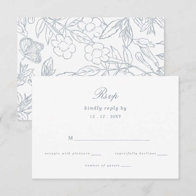 Hochzeit des dunkelblauen Wappen RSVP Karte (Vorne/Hinten)