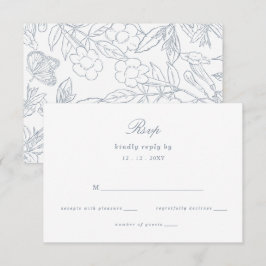 Hochzeit des dunkelblauen Wappen RSVP Karte