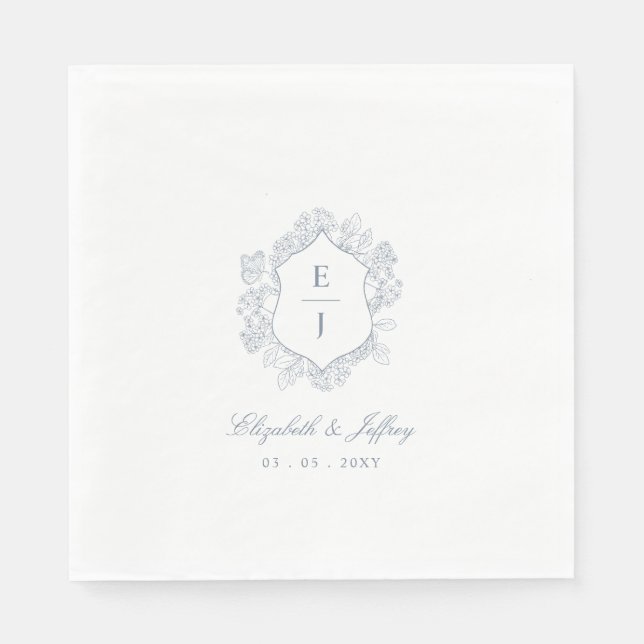 Hochzeit des dunkelblauen Wappen Serviette (Vorderseite)