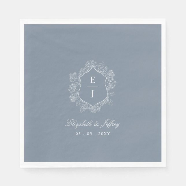Hochzeit des dunkelblauen Wappen Serviette (Vorderseite)