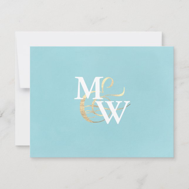 Hochzeit des EleganSea Glass Monogram RSVP Karte (Vorderseite)