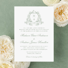 Hochzeit des eleganten grünen Wappen Einladung