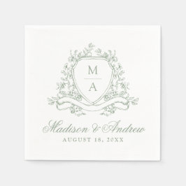 Hochzeit des eleganten grünen Wappen Serviette