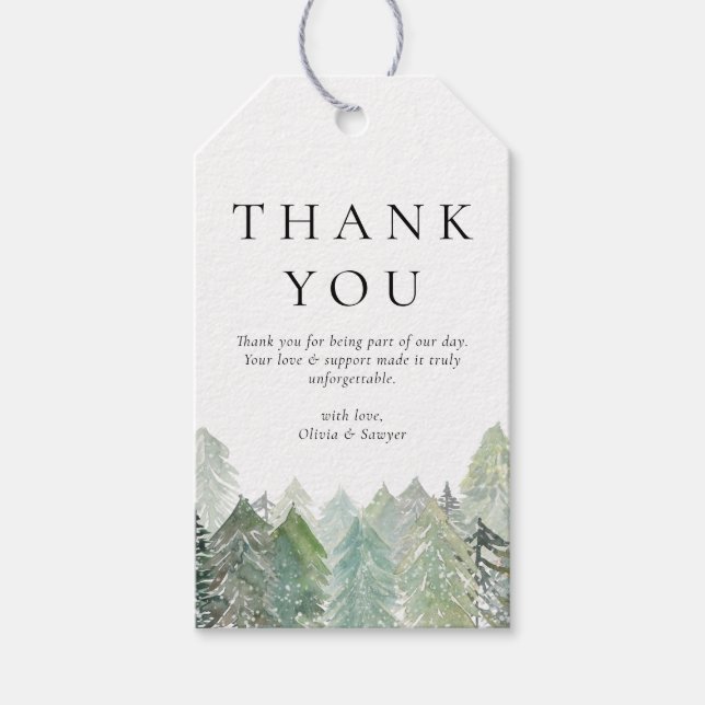 Hochzeit des Evergreen Forest Geschenkanhänger (Vorderseite)