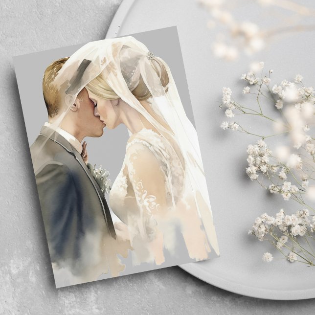 Hochzeit des Fotos in Weiß Einladung (Elegant white gray couple photo wedding )