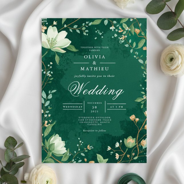 Hochzeit des Grünen Botanischen Blumenstraums Einladung (Von Creator hochgeladen)