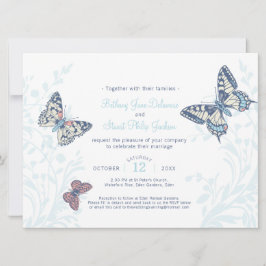 Hochzeit des hellblauen Schmetterlings Einladung