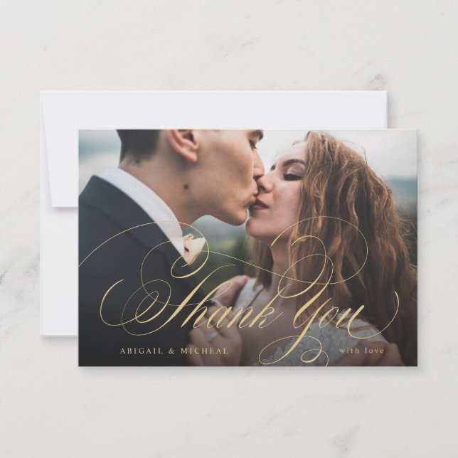 Hochzeit des klassischen Fotos mit klassischer Kal Dankeskarte (Vorderseite)