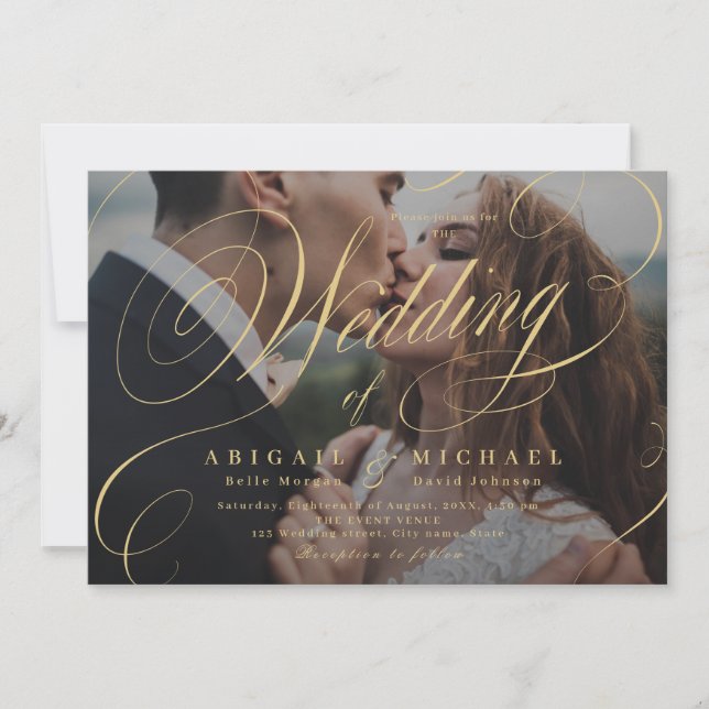 Hochzeit des klassischen Fotos mit klassischer Kal Einladung (Vorderseite)