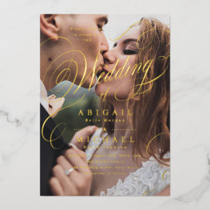 Hochzeit des klassischen Fotos mit klassischer Kal Folieneinladung