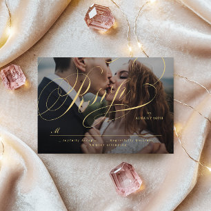 Hochzeit des klassischen Fotos mit klassischer Kal RSVP Karte