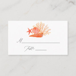 Hochzeit des Korallenstrands mit Aquarellfarben Platzkarte