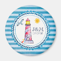 Hochzeit des Leuchtturms "Red Striped Watercolor"