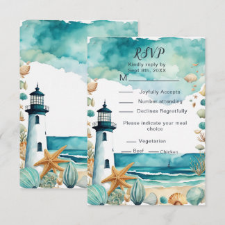 Hochzeit des Leuchtturms RSVP Karte