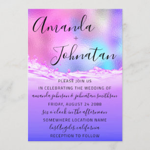 Hochzeit des Lila Ozeans Rosa Wellen Ocean Beach Einladung