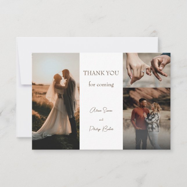 Hochzeit des Minimalistischen Fotos Dankeskarte (Vorderseite)