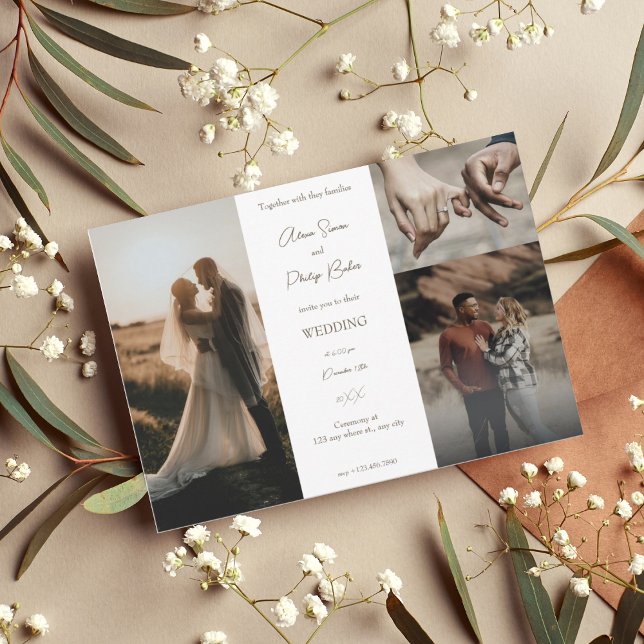 Hochzeit des Minimalistischen Fotos Einladung (1)