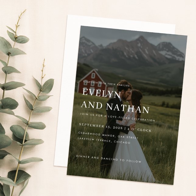 Hochzeit des Minimalistischen Fotos für Bergziele Einladung (Von Creator hochgeladen)