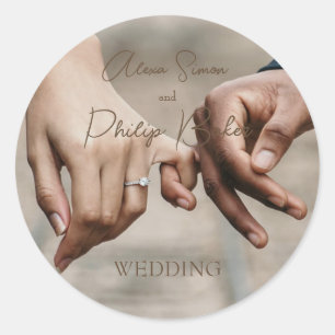 Hochzeit des Minimalistischen Fotos Runder Aufkleber