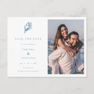 Hochzeit des Minimalistischen Seasell-Fotos an der Ankündigungspostkarte